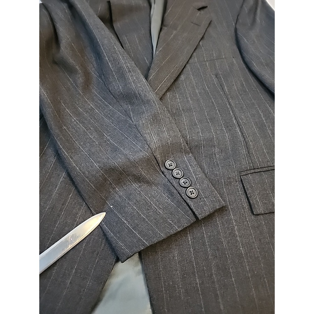 VTG Polo Ralph Lauren Gray Pinstriped Wool Suit Sz 43S Pants 37.5"X27.25" - Picture 9 of 16